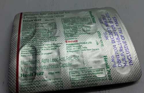 Mecobalamin Alpha Lipoic Acid Folic Acid Pyridoxine Hydrocloride Capsules General Medicines