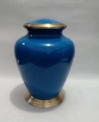 Gold Blue Brass Urns