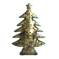 Home Decorative Indian Handmade Christmas Tree Design Tea Light Candle Metal Holder