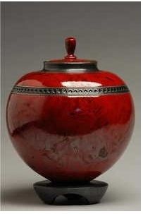 Orb Red Raku Urn