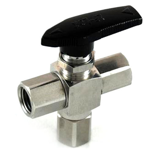 Instrument Three Way Ball Valve - SS 316/304 Hastelloy 1/8-1 Size | 6000 PSI PTFE 450F/Grafoil 700F NPT/BSPT End Connection
