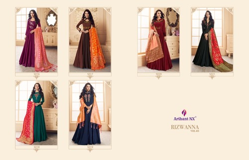 DESIGNER PARTY WEAR LONG SUITS WITH BANARASI DUPATTA