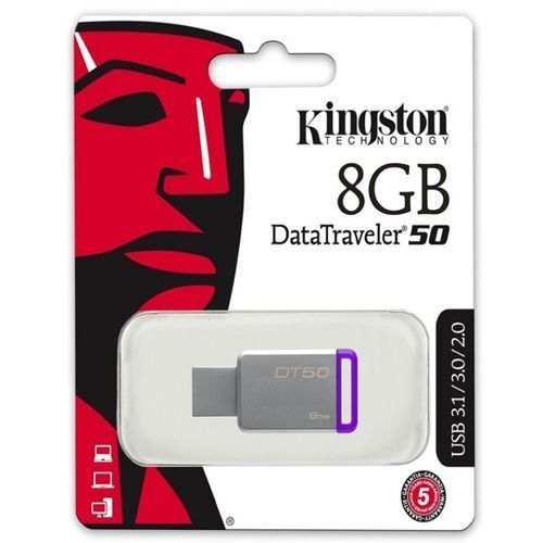 Kingston DataTraveler 50 8GB USB 3.0 Flash Drive - External HDD Style, USB Interface, Compatible with iPhone OS and Linux Platforms