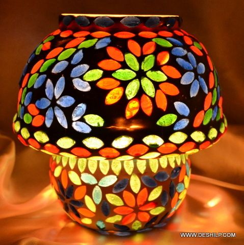 ANTIQUE GLASS MOSAIC LAMP