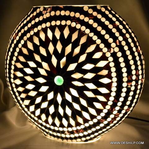 Prismalite Mosaic Art Table Lantern - Color: White And Black