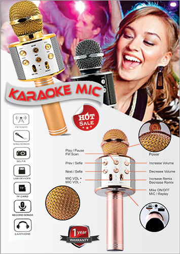 Karaoke Microphone - ABS Plastic, 25cm x 7cm x 7cm , Dynamic Sound Effects, 1800mAh Battery, Lightweight Design, Ideal for Singing and Podcasting