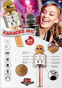 Karaoke Microphone - Abs Plastic, 25cm X 7cm X 7cm , Dynamic Sound Effects, 1800mah Battery, Lightweight Design, Ideal For Singing And Podcasting
