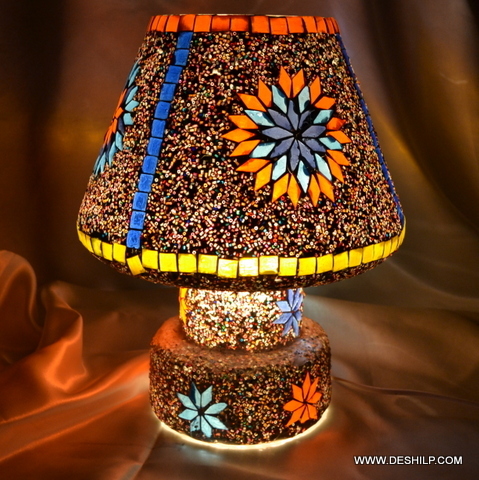 Red And Multicolor Beautiful Glass Table Lamp