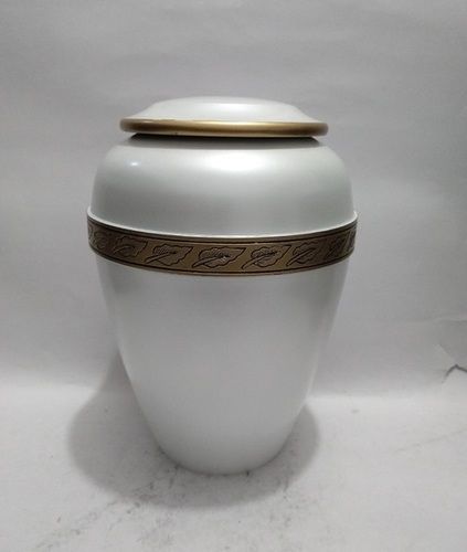 White Metal Cremation Urn