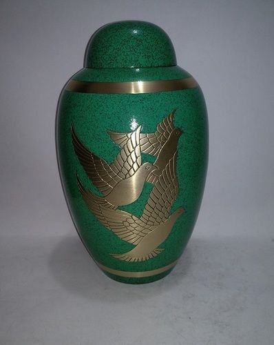 Dark Green Three Doves Brass Cremation Urn