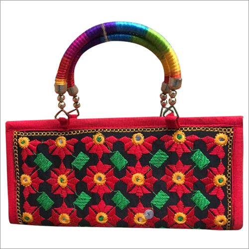 Buy SriAog Handicrafts Women Handbag Small Size Banjara Traditional Mini  Handle Bag handmade Hand Purse Cotton 9x7x3 Inch Size original Beads Thread  Work (white handbag) Online at Best Prices in India -