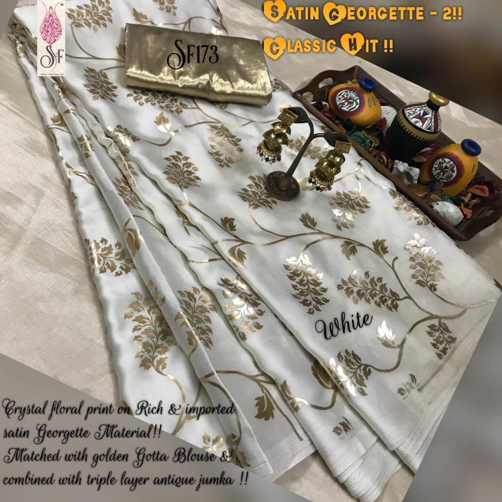 Silk Saree With Foil Print All Over Body