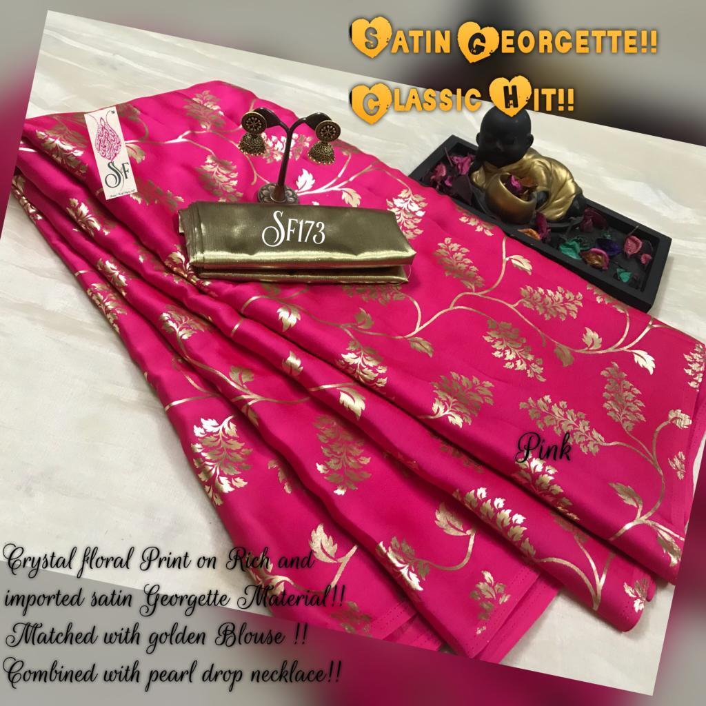 Silk Saree With Foil Print All Over Body