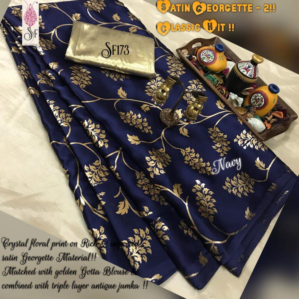 Silk Saree With Foil Print All Over Body