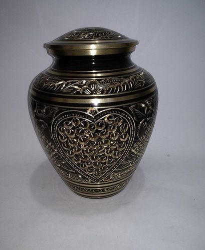 Black & Gold Brass Funeral Urn