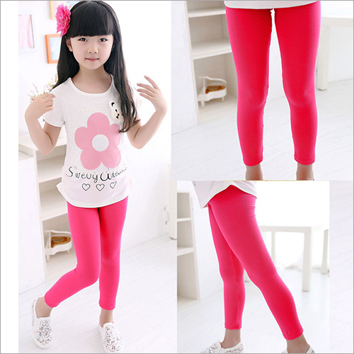 Kids Lycra Leggings - Soft Cotton, Sizes XS to XL, Pink Velvet | No Fade, Quick Dry, Washable, Trendy Design for Summer