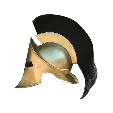 Nautical Antique Steel Spartan Helmet With Black Plume