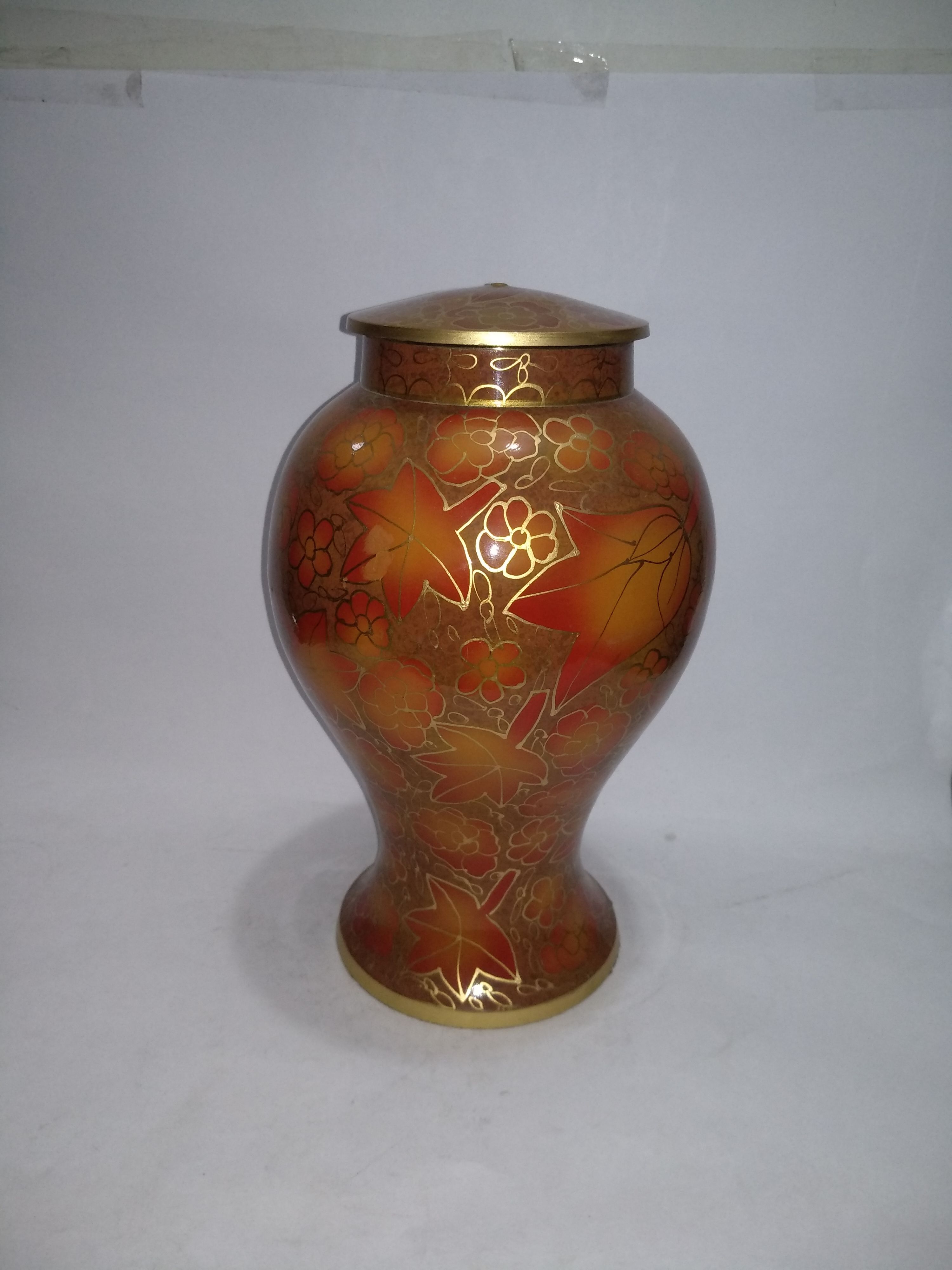 Red Rose Cloisonne Cremation Urn