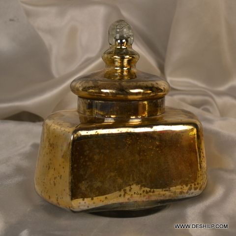 SILVER GLASS JAR WITH GLASS LID