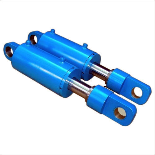 Double Acting Hydraulic Cylinder - Steel Material, 80 mm Bore Diameter, 30 mm Shaft Diameter, Blue Color - 16 MPa Pressure, Hydraulic Power, 25 kg Weight