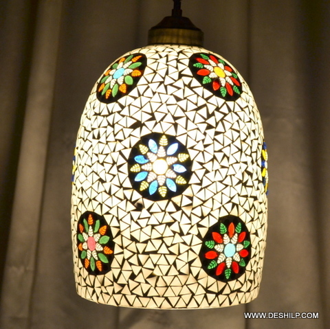 Moroccan lantern mosaic hanging lamp
