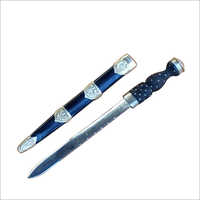 Scottish Dagger - High Carbon Spring Steel Blade 30 Cm | Durable Steel, Elegant Design, Intricate Black Wood Hilt With Silvered Pommel, Traditional Style