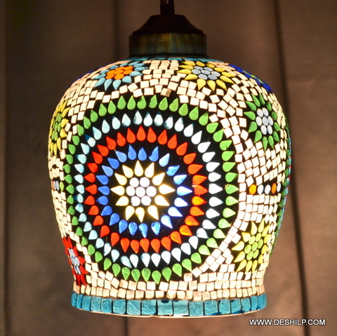 Rooftop Decor Glass Wall Hanging Lamp - Color: Multicolor