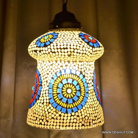 YELLOW MOSAIC GLASS HANGING