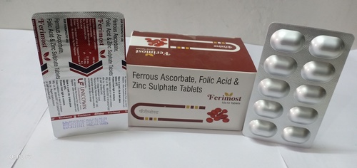 Ferrous Ascorbate 100mg, Folic acid 1.5mg & Zinc 22.5 Tablets