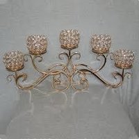 Gold 5 Linear Crystal Candle Holder