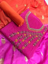 Designer Chanderi Dress Material