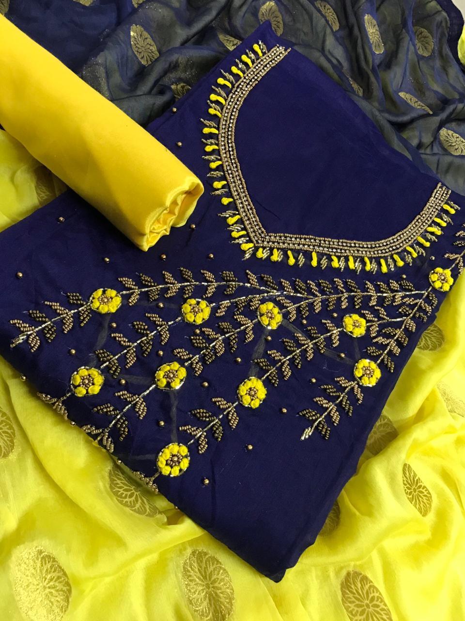 Designer Chanderi Dress Material