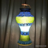 Green And Blue Mosaic Hanging Art Lamp Hanging Lamp
