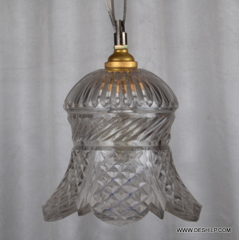 Rooftop Cutting Glass Wall Hanging Lamp - Color: Transparent
