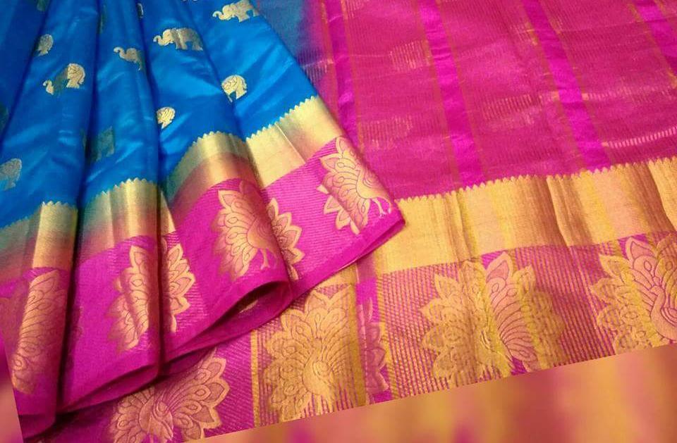 Kanjivaram Star Peacock Design Saree