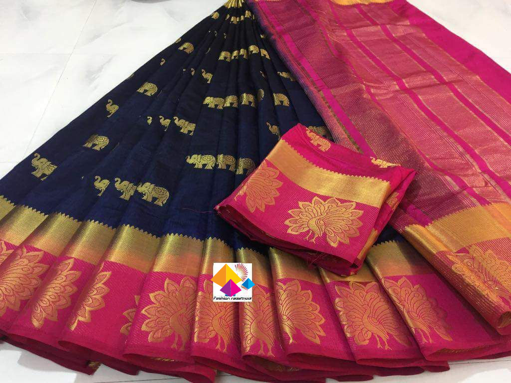Kanjivaram Star Peacock Design Saree