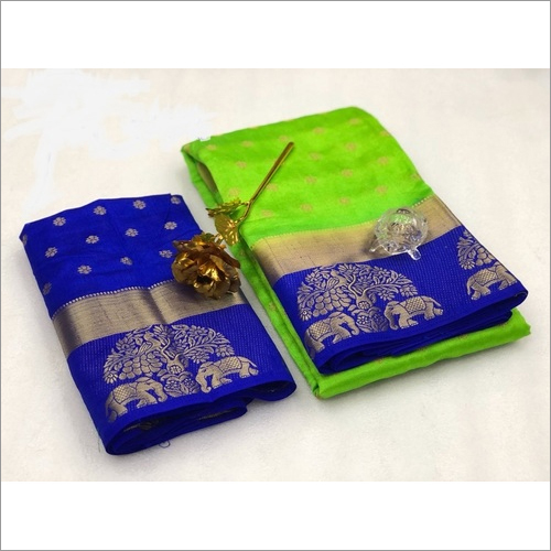 Kanjivaram Tree Elephant Design Saree