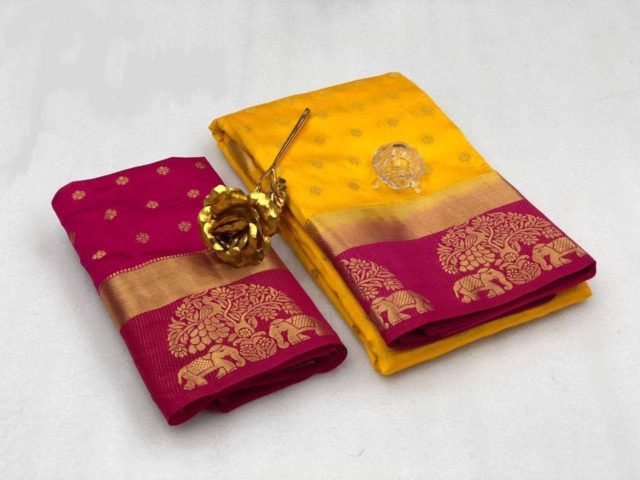 Kanjivaram Tree Elephant Design Saree