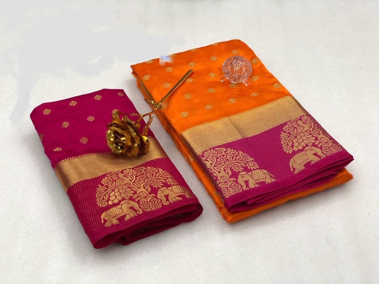 Kanjivaram Tree Elephant Design Saree