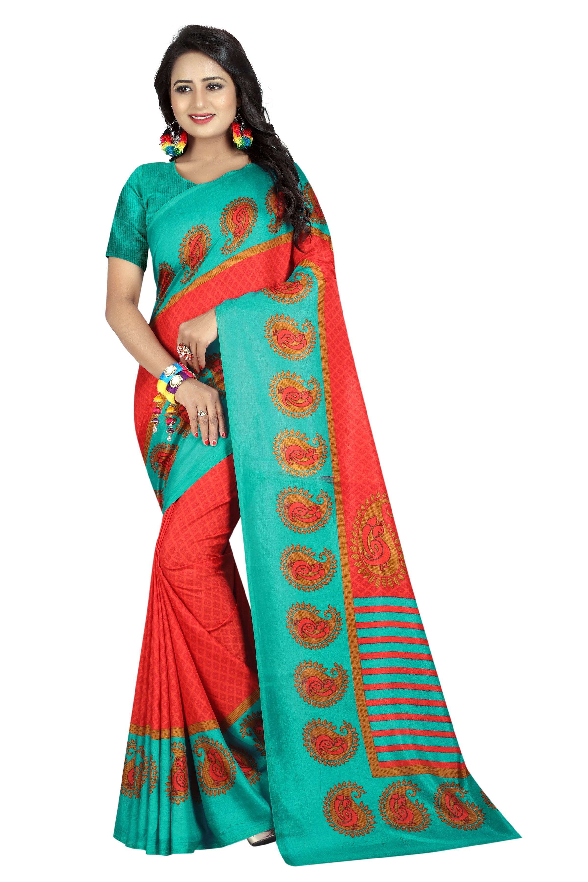Maaza Chiku Green Saree