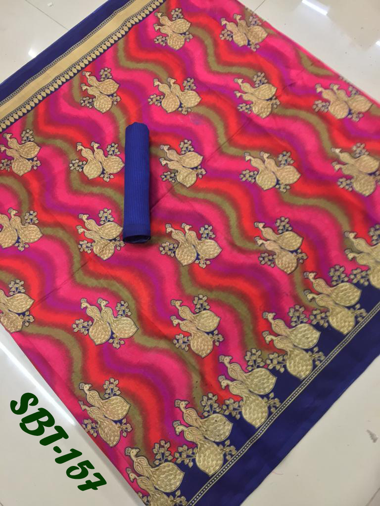 Fantastic Peacock Printed Silk Saree