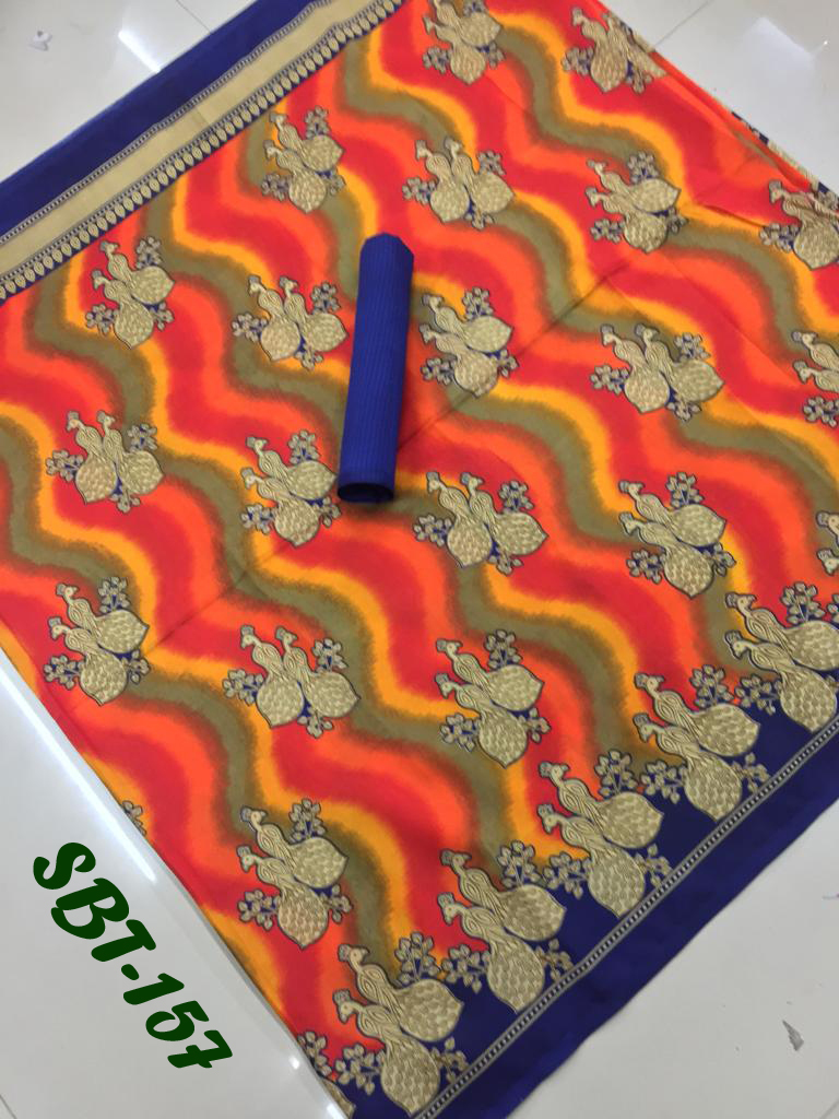 Fantastic Peacock Printed Silk Saree