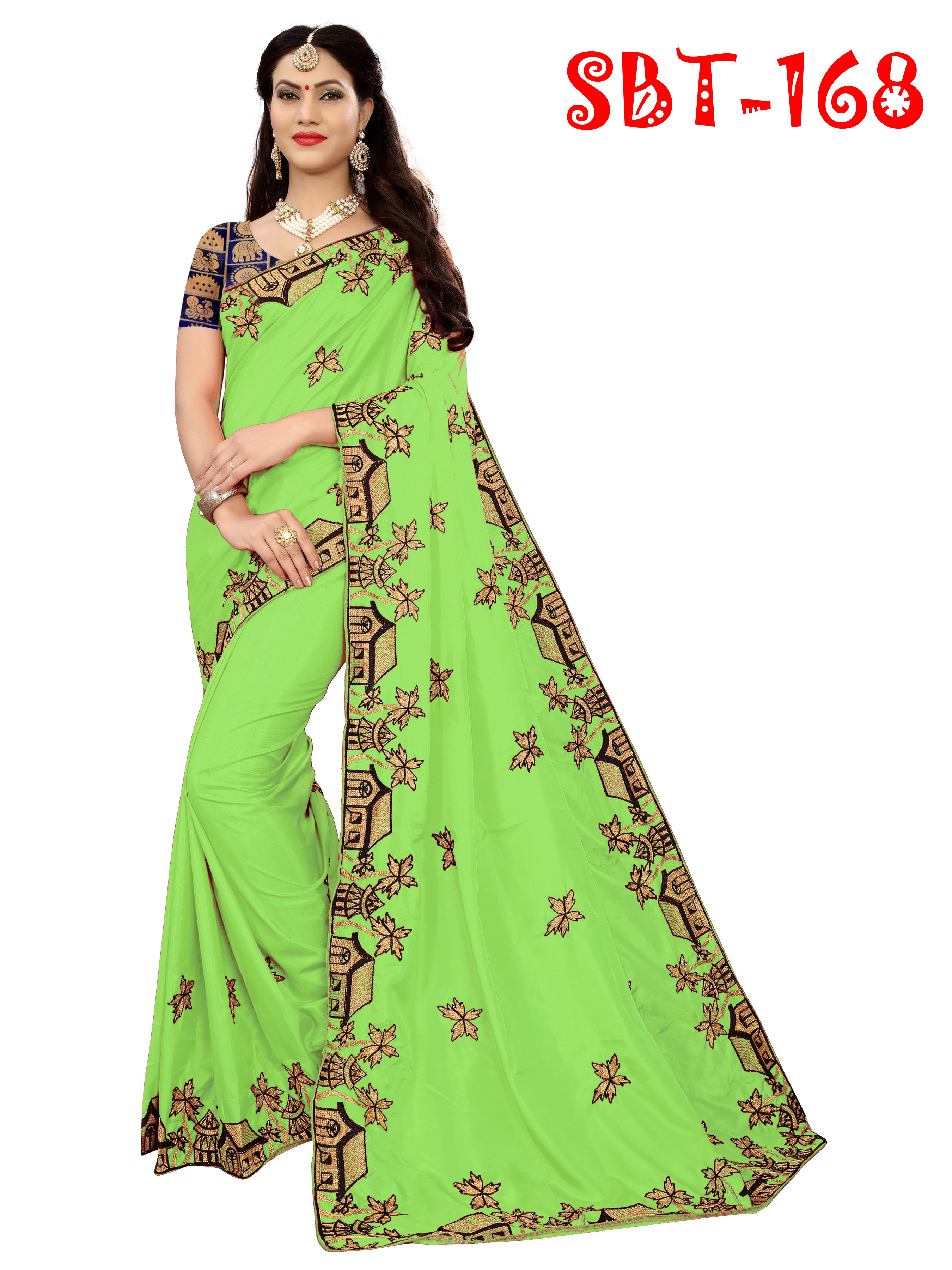 New Design Heavy Embroidery work Sana Silk Saree