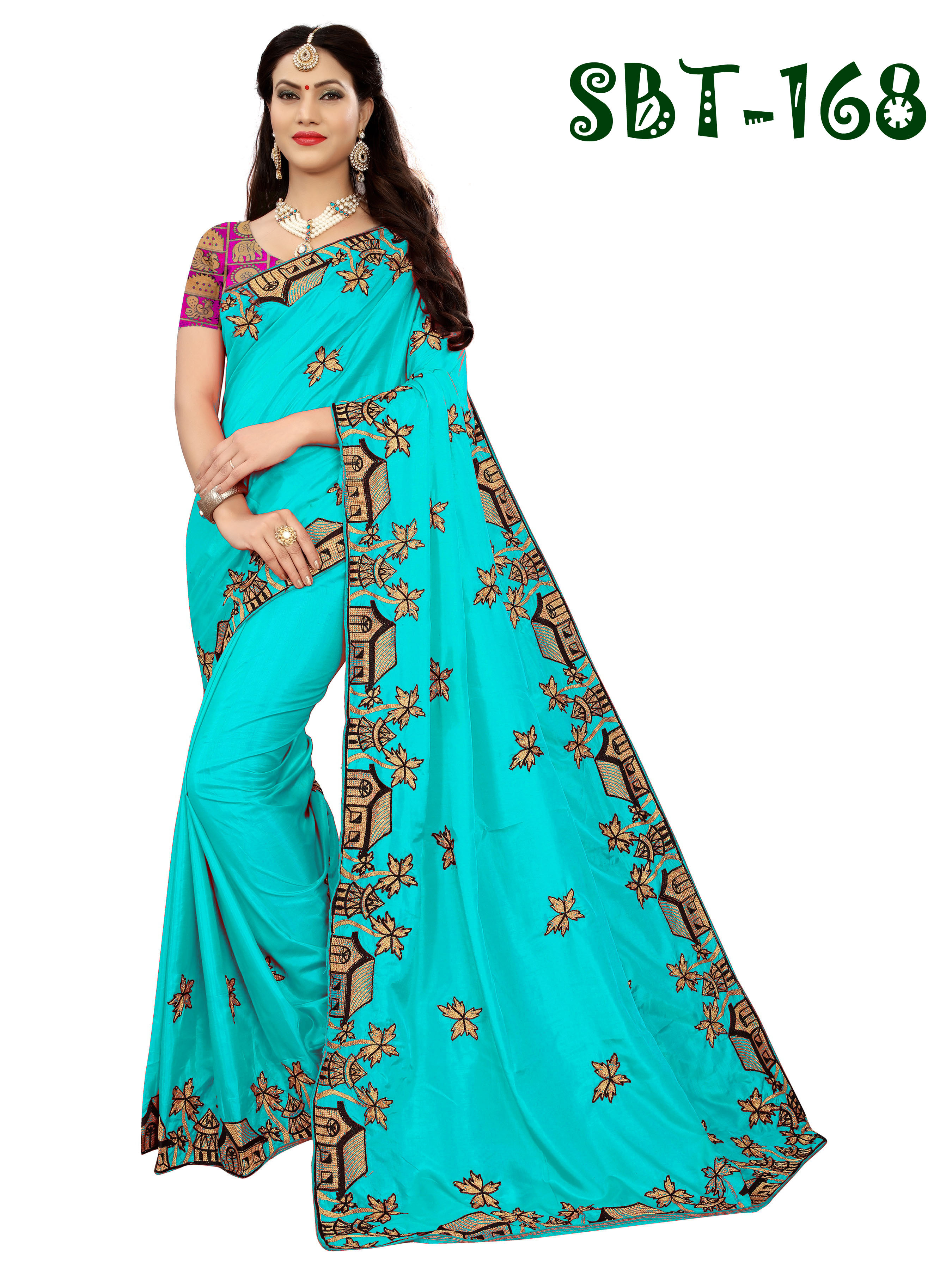 New Design Heavy Embroidery work Sana Silk Saree