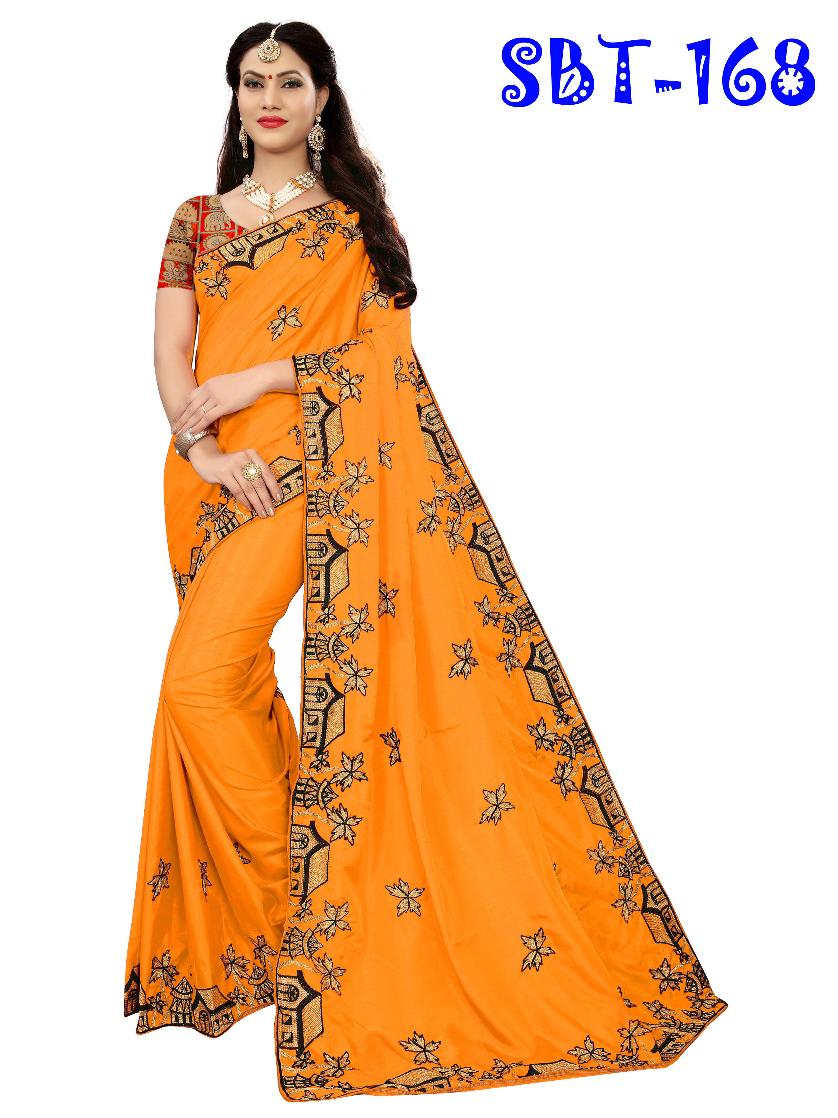 New Design Heavy Embroidery work Sana Silk Saree