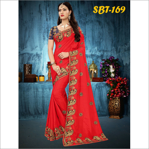 Heavy Embroidery work Sana Silk Saree