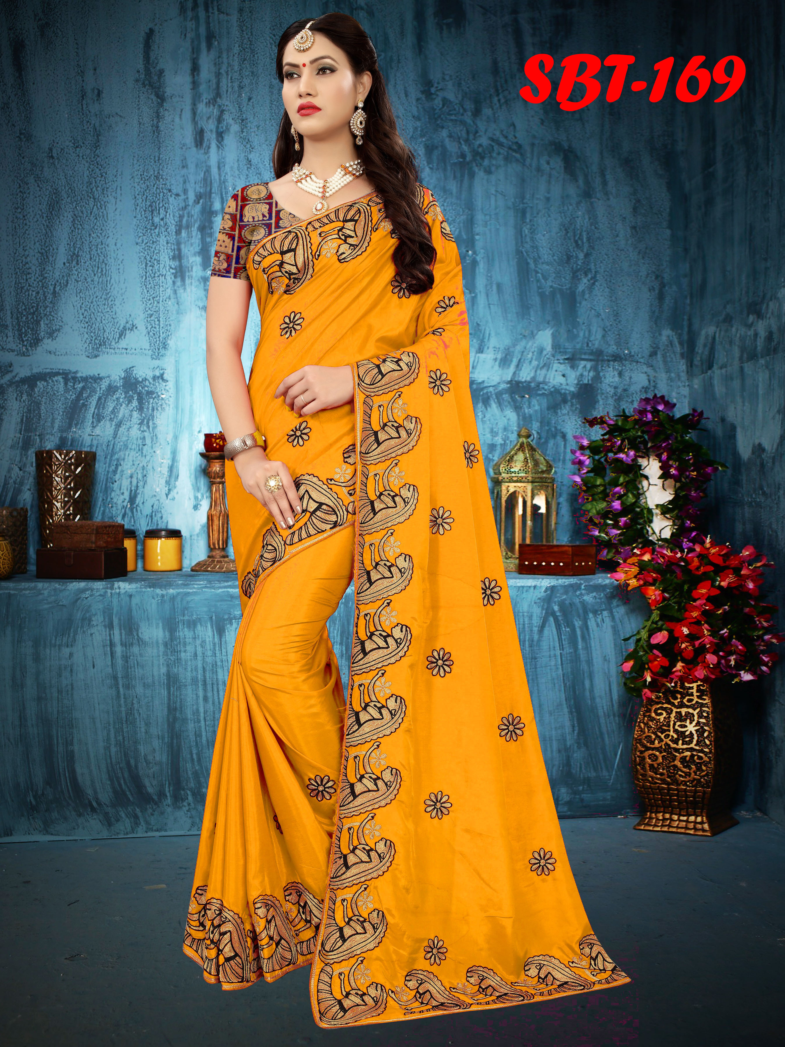 Heavy Embroidery work Sana Silk Saree