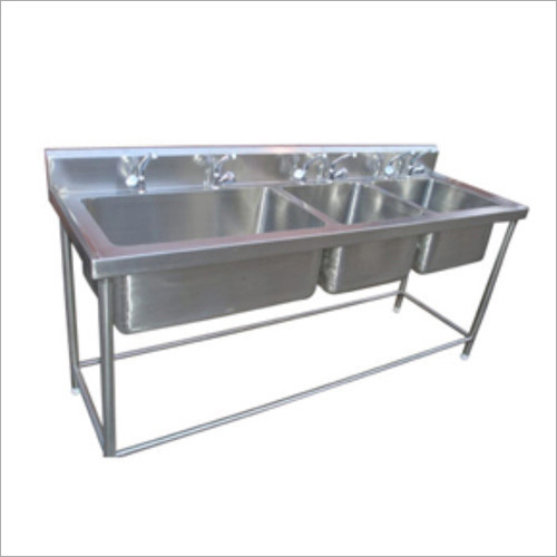 Steel Ss Three Sink Unit