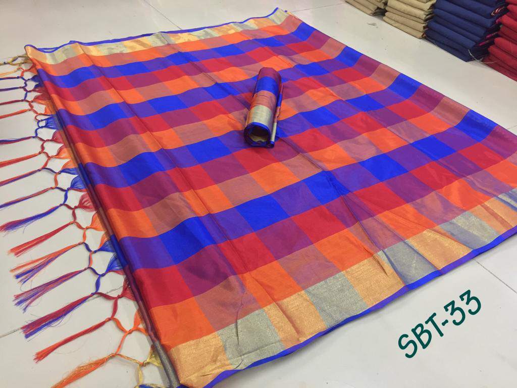 NEW Women's Checks Printed Saree