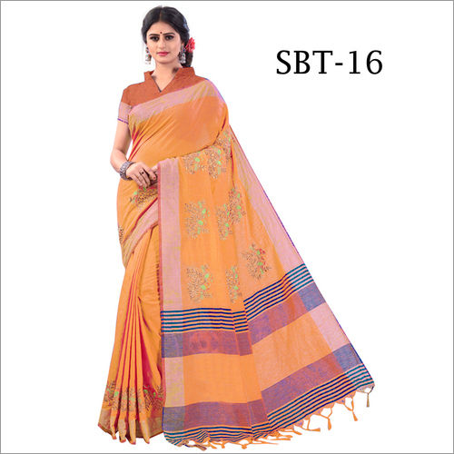 Orange Embroidery Saree